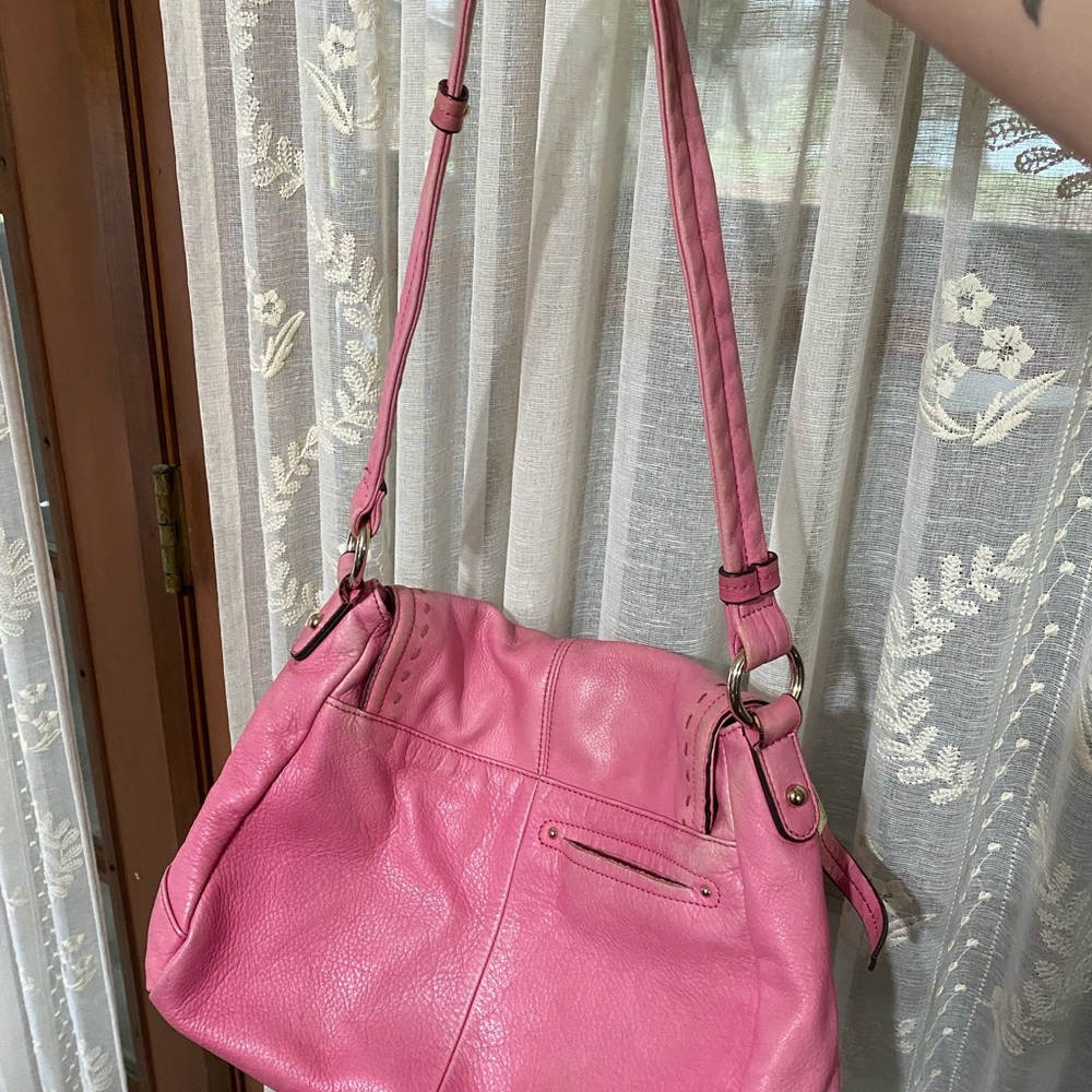 B. Makowsky Pink Leather Shoulder Bag - Picture 2 of 7